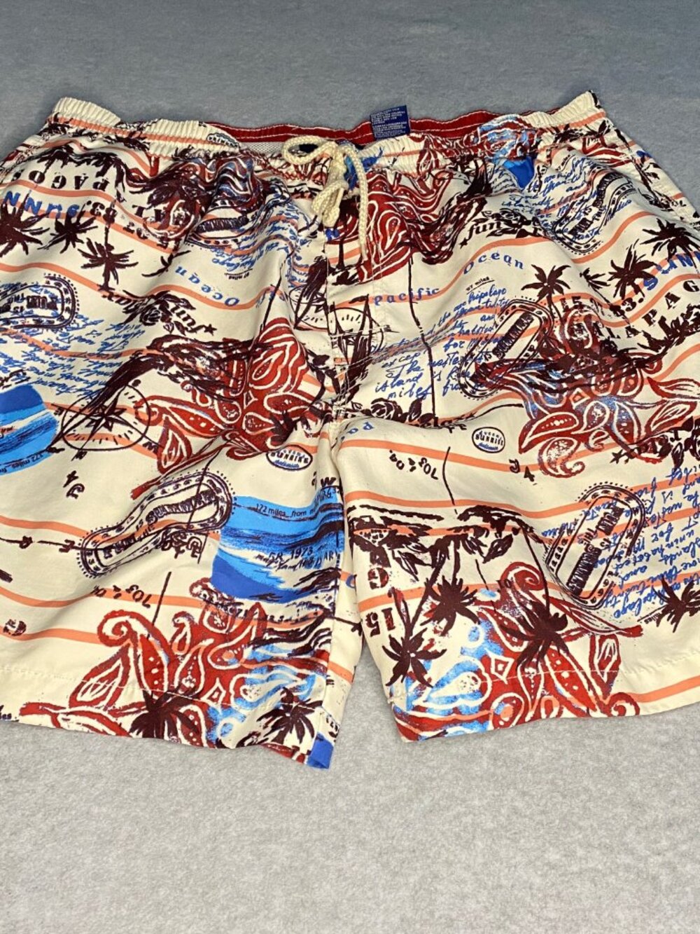Caribbean Joe Size XLG Lined Swim Trunks with Secure Pocket Caribbean Design